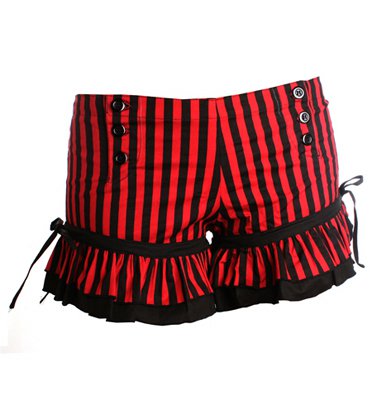 Delicious Boutique Striped Bloomer Shorts Red and Black