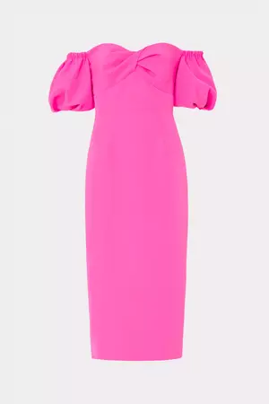 Women's Off-The-Shoulder Pink Midi Dress | MILLY
