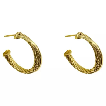 David Yurman 18 Karat Gold Hoop Earrings For Sale at 1stDibs