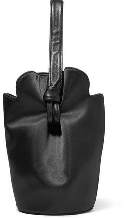 French Fry Small Leather-trimmed Satin Tote - Black