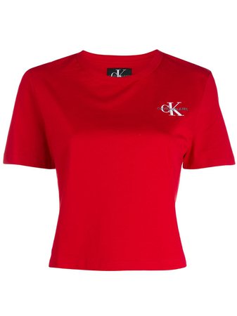Calvin Klein Jeans Camiseta Cropped Com Logo Bordado - Farfetch