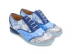Martha - Blue Floral/Glitter lace-up shoe