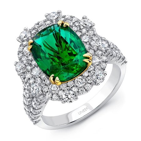Uneek, green emerald cocktail ring