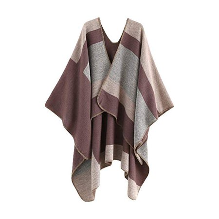 Belgius Women Shawl Wrap Color Block Blanket Scarf Open Front Poncho Capes Pink at Amazon Women’s Clothing store