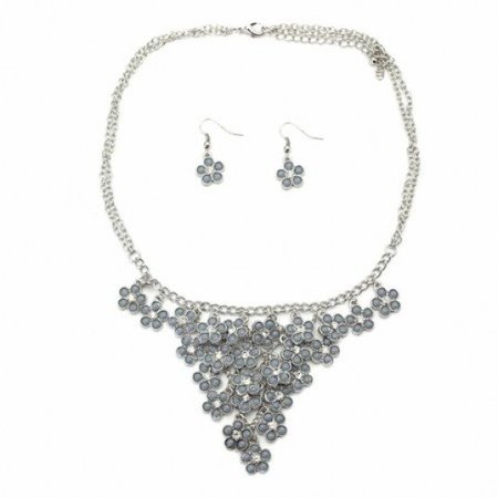 Delicate Grey Flower Statement Necklace - Matching Sets - Jewelry Collections