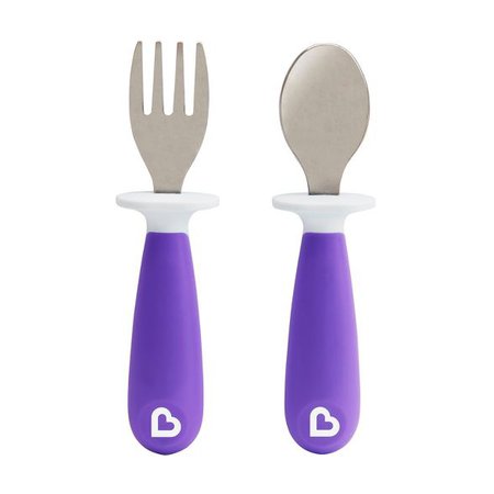 Munchkin 2pk Raise Toddler Fork And Spoon Purple : Target