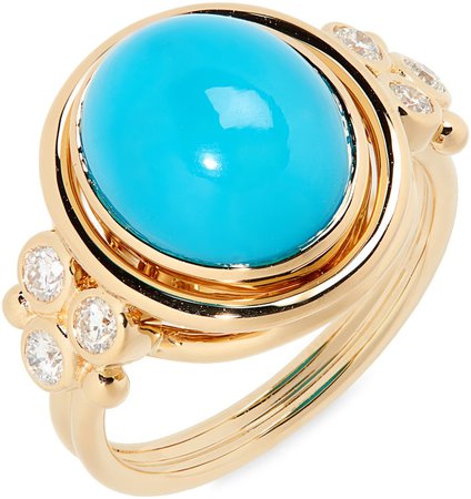 Temple St. Claire Temple Turquoise & Diamond Ring