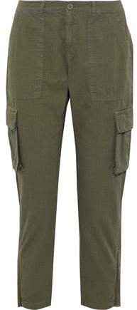 Military Cropped Cotton-jacquard Tapered Pants