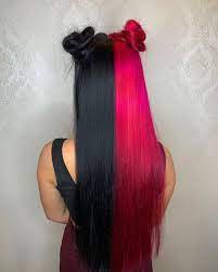 half black half pink hair 💗