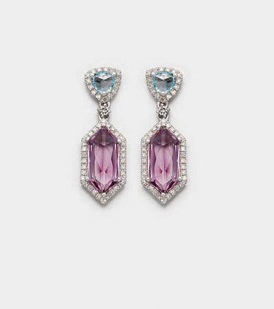 Auction: Pair of elegant amethyst aquamarine earrings — buy online by VERYIMPORTANTLOT.com. Auction catalog "Big art auction No.179 - International art &amp; antiques. Day 2" from 06.09.2020: photo, price auction lot 947