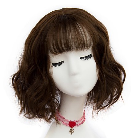 Synthetic Wig Wavy Wavy Bob With Bangs Wig Short Flaxen Chestnut Brown Ash Brown Brown Grey Synthetic Hair Women's Brown Gray Yellow 5952610 2020 – $19.99