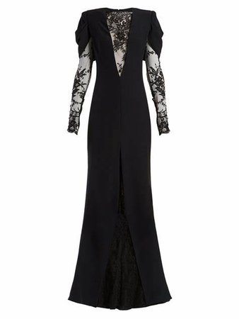 Black Mesh & Lace Gown