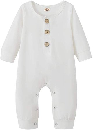 Amazon.com: Mikrdoo Baby Girl Jumpsuit Long Sleeve One Piece Bodysuit Solid Color Button Romper Infant Fall Clothes Outfit: Clothing