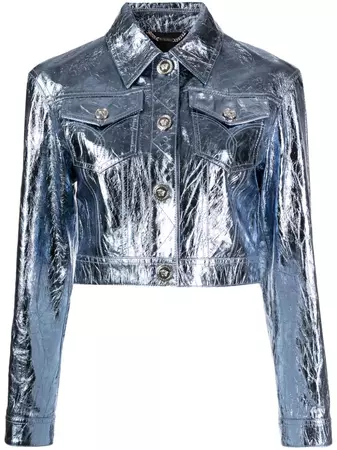 Versace x Dua Lipa metallic-effect Leather Jacket - Farfetch