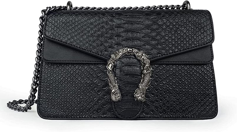 Crossbody Bags For Women Snake Print Clutch Purses Cross Body Evening Handbag Chain Strap Shoulder Satchel Medium Size Black: Handbags: Amazon.com