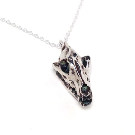 Gray Wolf Skull Necklace