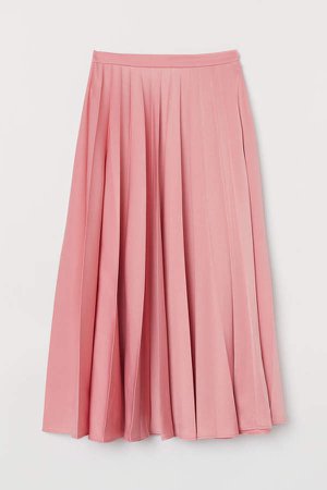 Pleated Satin Skirt - Pink