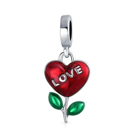 Shop Love Grows Flower Plant Red Heart Dangle Charm Bead For Women Girlfriend 925 Sterling Silver Fits European Bracelet - On Sale - Ships To Canada - Overstock - 17987761