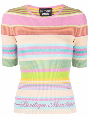 Shop Boutique Moschino colour-block ribbed-knit top with Express Delivery - FARFETCH