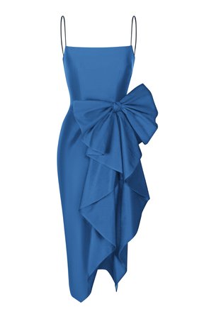 Rasario Draped Bow Silk Midi Dress Size: 34