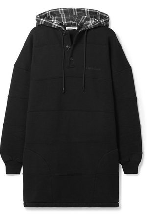 Balenciaga | Oversized checked paneled cotton-jersey hoodie | NET-A-PORTER.COM