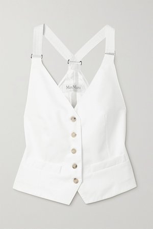 White Remo cotton-twill and satin-twill jacquard vest | Max Mara | NET-A-PORTER