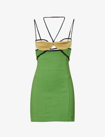 NENSI DOJAKA - Cut-out sheer-panel stretch-chiffon mini dress | Selfridges.com