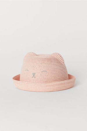 Straw Hat with Ears - Pink - Kids | H&M US