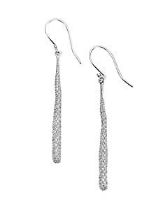 Shop Ippolita Stardust 18K Green Gold & Diamond Pavé Squiggle Stick Earrings | Saks Fifth Avenue
