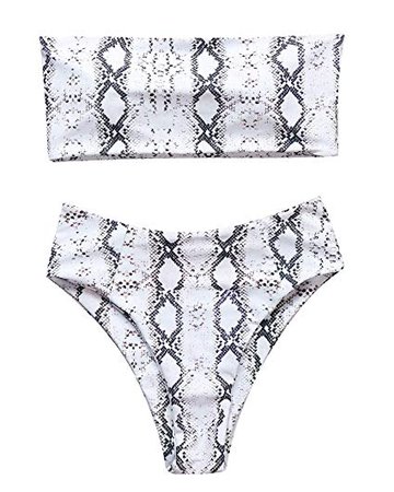 Amazon.com: RUUHEE Women High Cut Bandeau Tropical Leaf Printed Strapless Swimsuits Bikini Set: Gateway