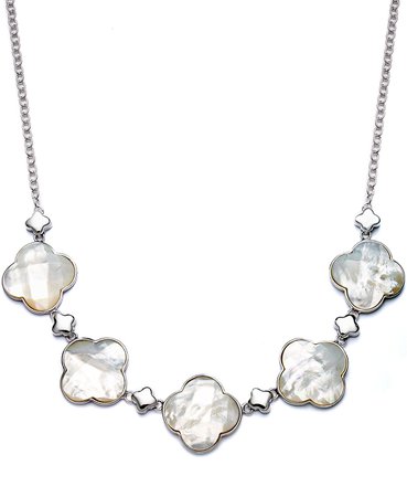 Macy's Sterling Silver Mother of Pearl Clover Necklace