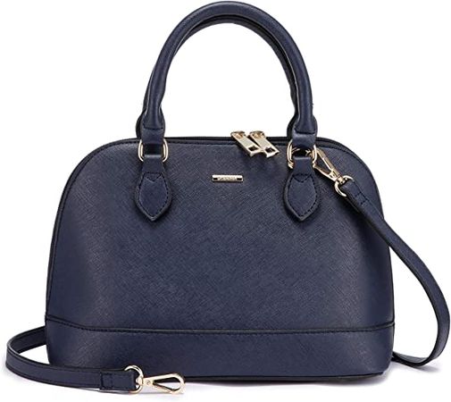 Amazon.com: Small Crossbody Bags for Women Classic Double Zip Top Handle Dome Satchel Bag Shoulder Purse Navy Blue : Clothing, Shoes & Jewelry