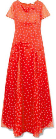 Stacey Polka-dot Chiffon Maxi Dress - Red