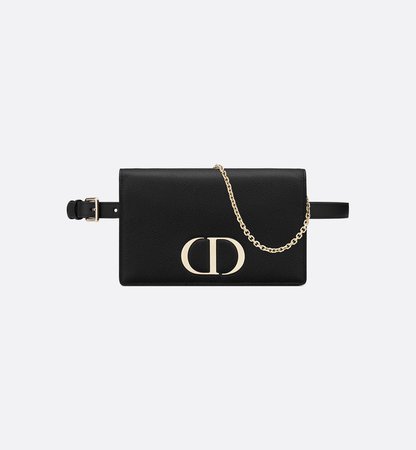 30 Montaigne 2-in-1 Pouch Black Grained Calfskin - products | DIOR