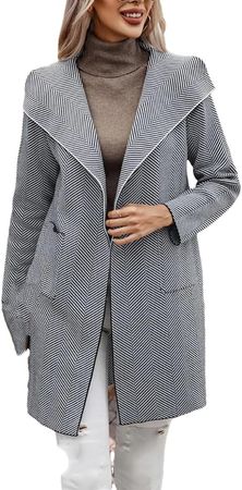 Amazon.com: Women's Jacket Coat Loose Casual Long Sleeve Lapel Pocket Women's Windbreaker Coat : Clothing, Shoes & Jewelry