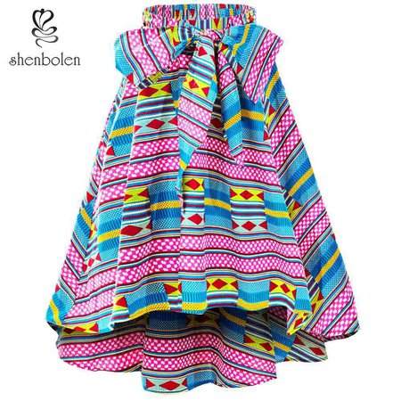 Shenbolen Africa clothing Dashiki Skirt Women Traditional Clothing Flower Print Casual Skirt 1