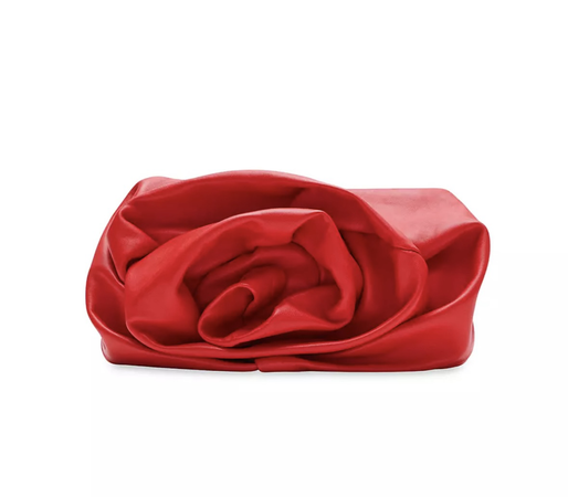 Red Leather Rose Clutch