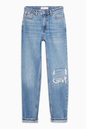 Mid Blue Rip Mom Jeans | Topshop