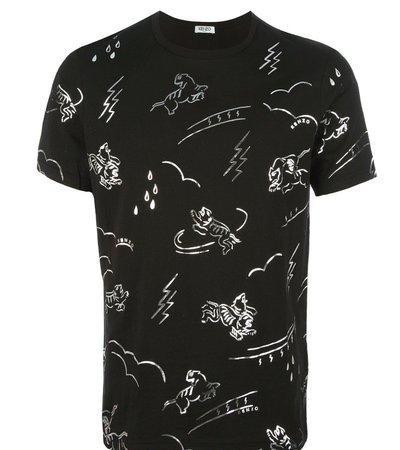 Kenzo silver and black graphic tee