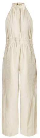 Archer Wide Leg Cotton Jumpsuit - Womens - Cream