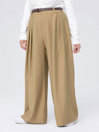 Busy Belted Straight Leg Trouser Curve & Plus - Cider