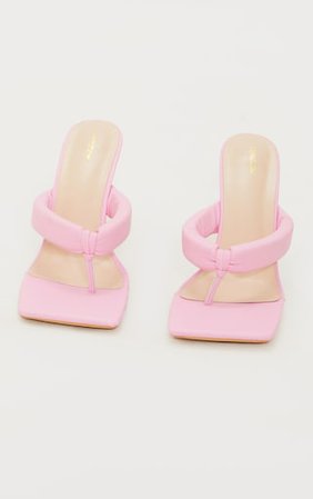Pink Pu Tube Toe Thong Mid Heels | Footwear | PrettyLittleThing USA