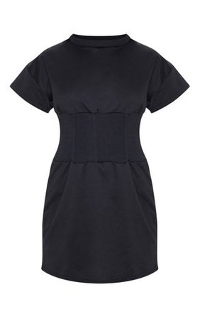 Black Corset Detail Sweater Dress | Dresses | PrettyLittleThing