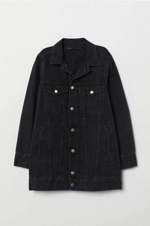 Long Denim Jacket - Black/Washed out - | H&M CA