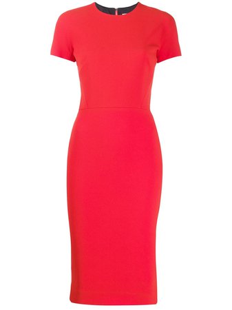 Red Victoria Beckham Fitted Midi Dress | Farfetch.com