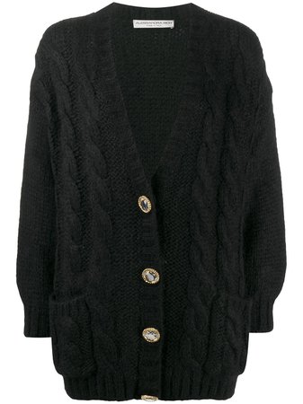 Shop black Alessandra Rich crystal button cardigan with Express Delivery - Farfetch