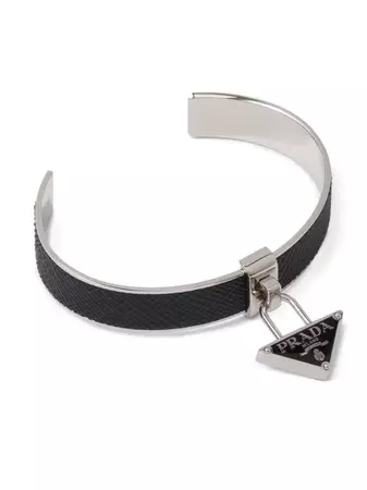 Prada Triangle Logo Charm Cuff Bracelet - Farfetch