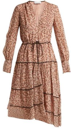Isabel Floral Print Silk Blend Midi Dress - Womens - Beige Print