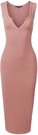 Amazon.com: Women's Fitted Sexy Solid Split Neck Line Front Body-Con Midi Dress: Clothing