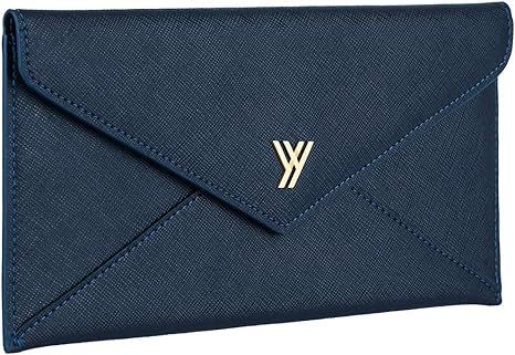 Amazon.com: YBONNE Women's Long Wallet RFID Blocking Envelope Purse, Made of Saffiano Leather (Dark Blue) : Clothing, Shoes & Jewelry